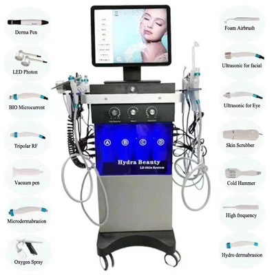 Maniglie facciali della macchina 120W 14 di cura di pelle BIO- LED Hydradermabrasion idro