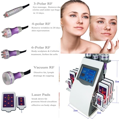 6 in 1 vuoto grasso rf della macchina di perdita di cavitazione del laser Lipo multipolare